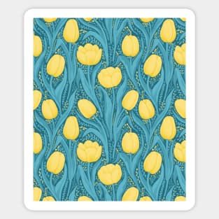 Tulips in blue and yellow Sticker